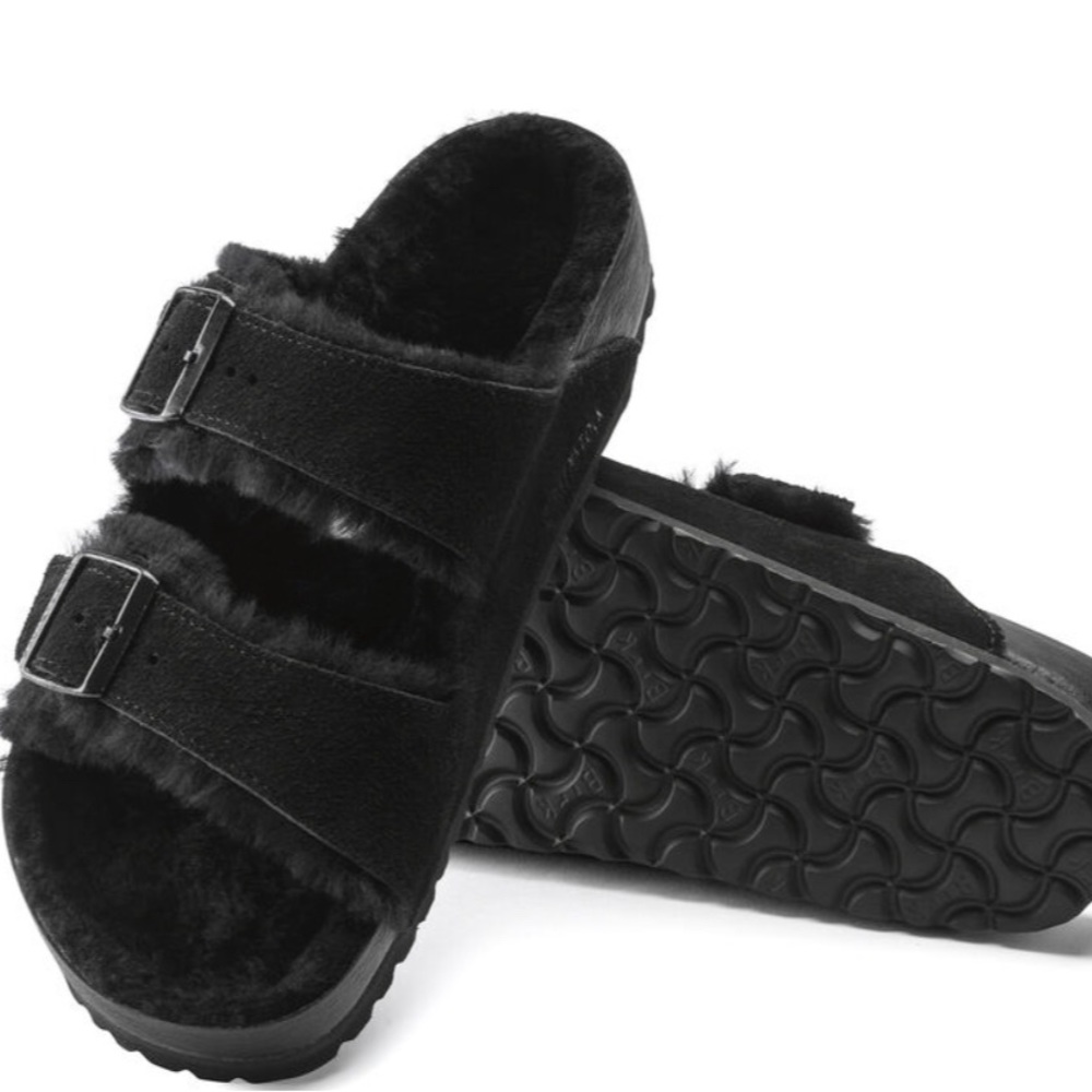 Birkenstock Arizona Shearling Suede Leather Sandals, women’s size 36/ 5-5.5